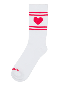 White sock with red heart and stripes on a transparent background