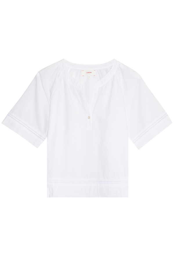 White v-neck top on a transparent background