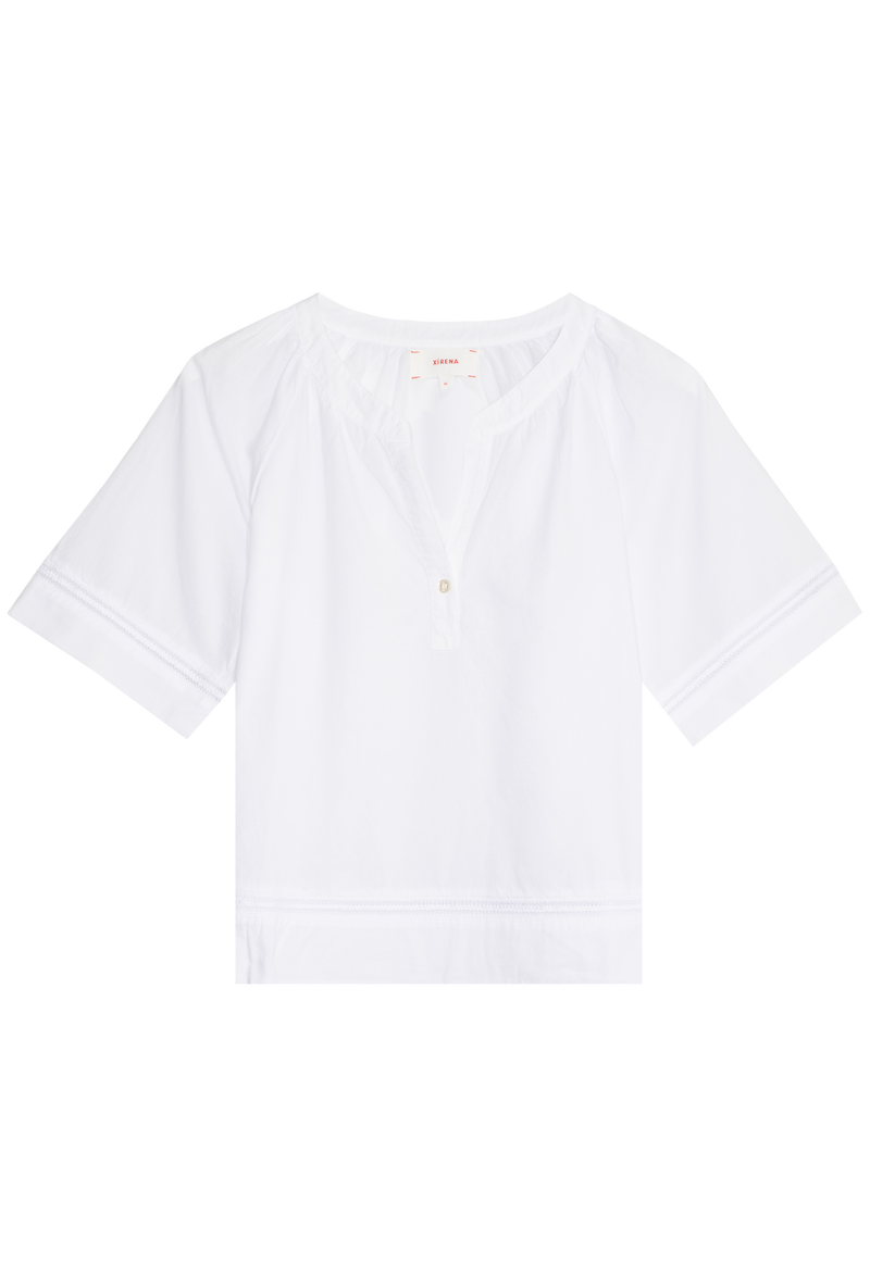 White v-neck top on a transparent background