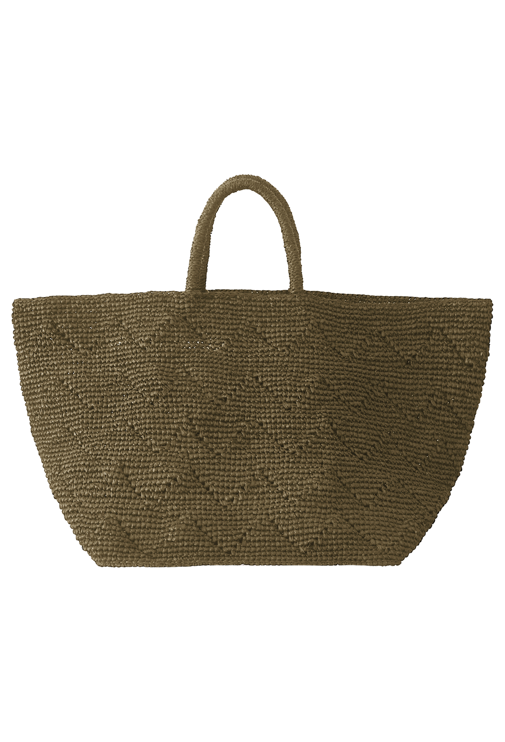 brown-green woven bag with handles on a transparent background