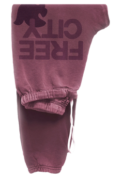 Maroon sweatpants with 'FREECITY' text on a transparent background