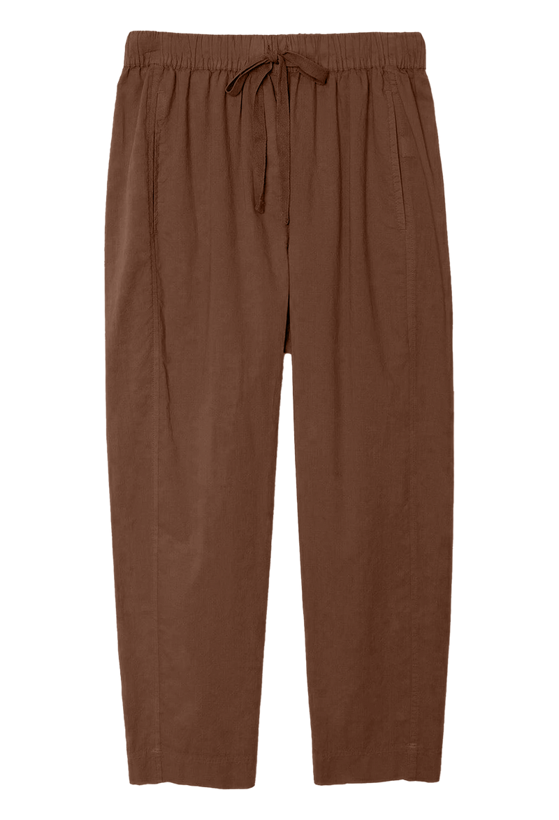 Brown pants with drawstring on a transparent background