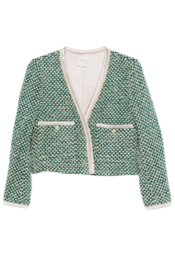 Green patterned jacket on a white background