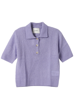 light purple knitted polo shirt on a transparent background