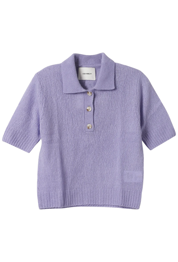 light purple knitted polo shirt on a transparent background