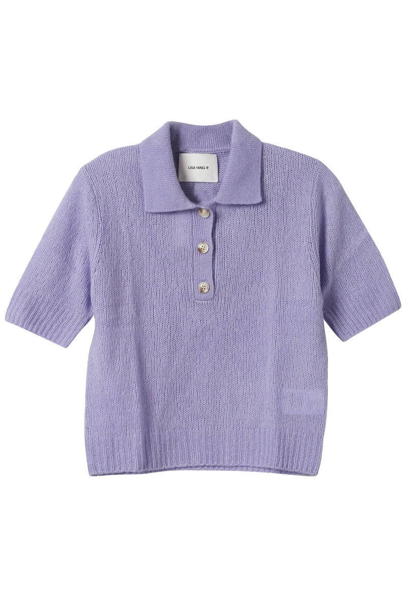light purple knitted polo shirt on a transparent background