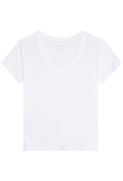 white v-neck t-shirt on a transparent background