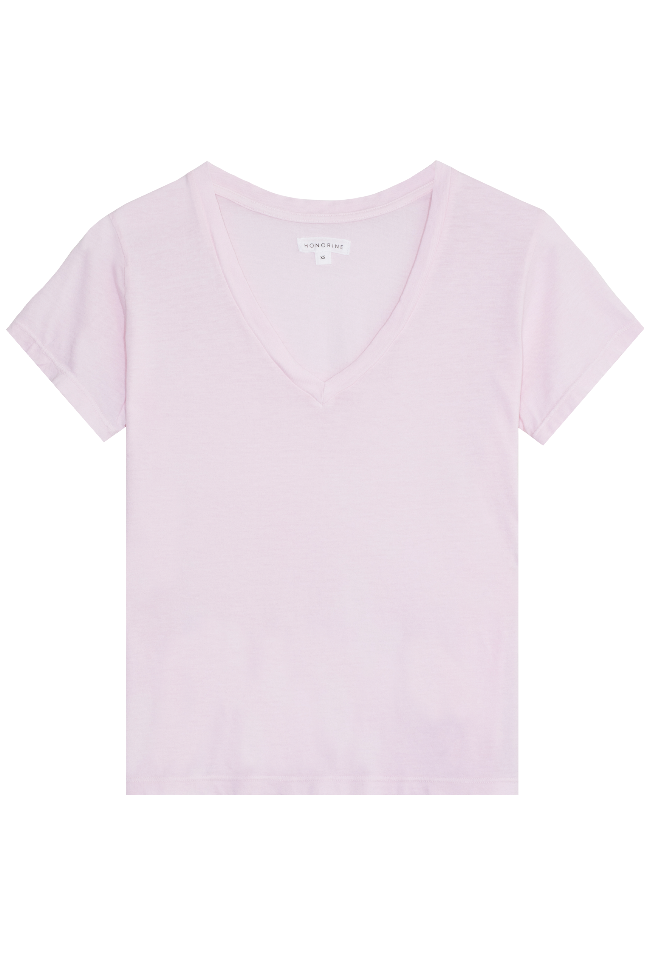 Light pink v-neck t-shirt on a transparent background