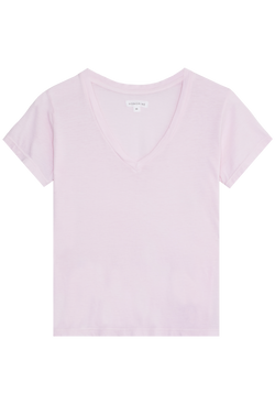 Light pink v-neck t-shirt on a transparent background