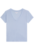 Light blue v-neck t-shirt on a transparent background