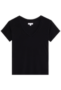 Black v-neck t-shirt on a transparent background