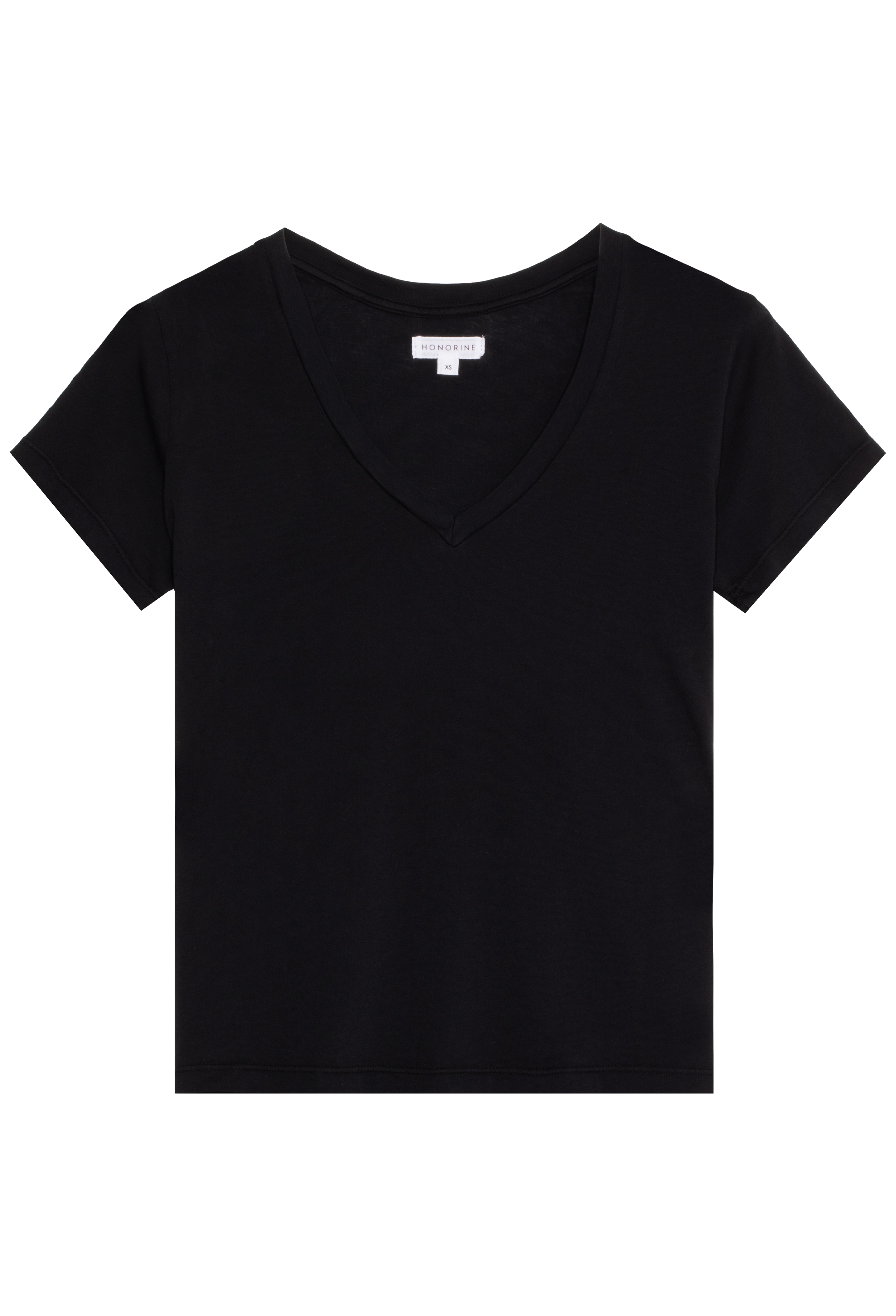 Black v-neck t-shirt on a transparent background