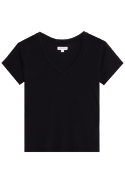 Black v-neck t-shirt on a transparent background