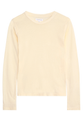 Light yellow long-sleeve top on a transparent background