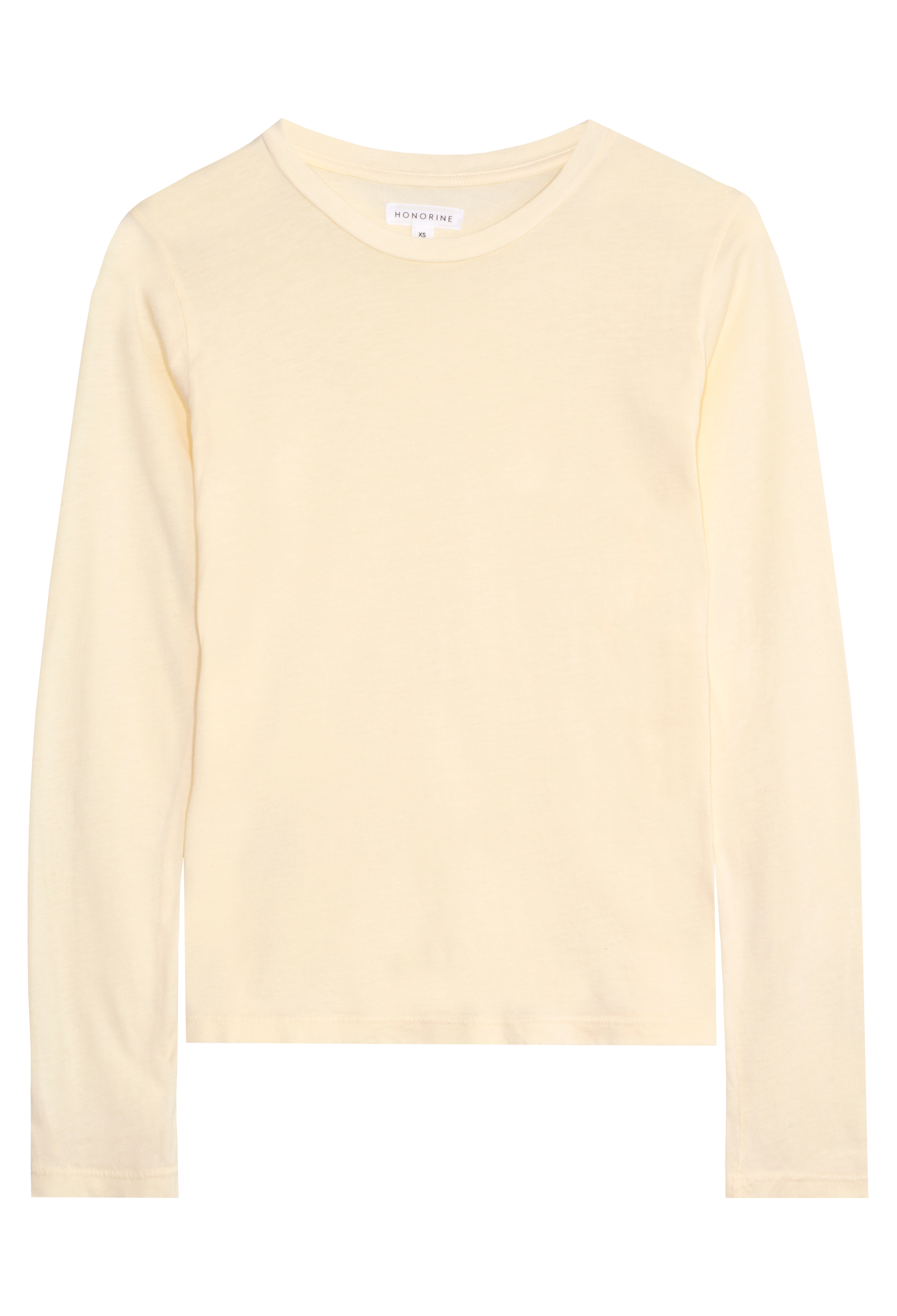 Light yellow long-sleeve top on a transparent background
