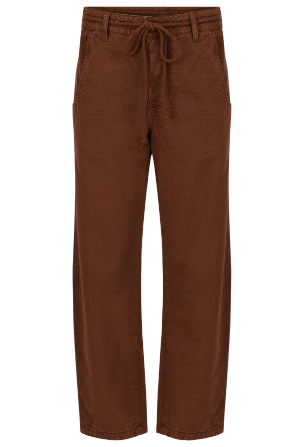 Brown pants with a drawstring on a transparent background
