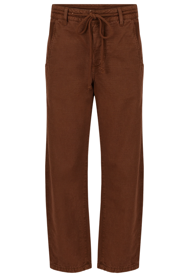 Brown pants with a drawstring on a transparent background