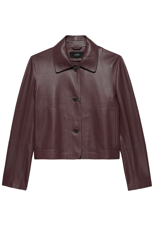 red/brown leather jacket on a transparent background