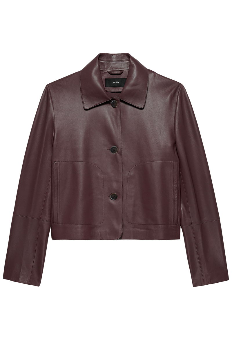 red/brown leather jacket on a transparent background