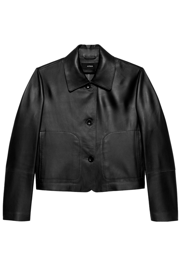 Black leather jacket on a transparent background