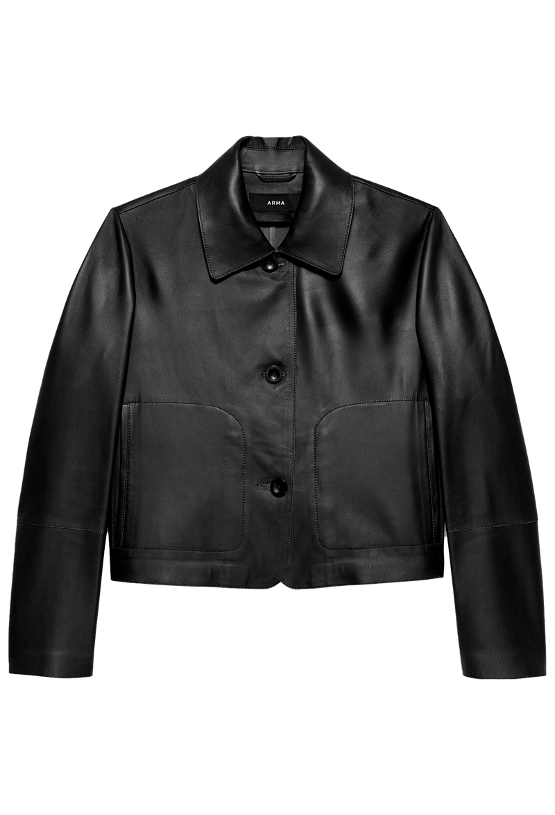 Black leather jacket on a transparent background