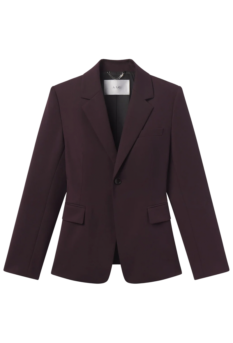 Dark purple blazer on a white background