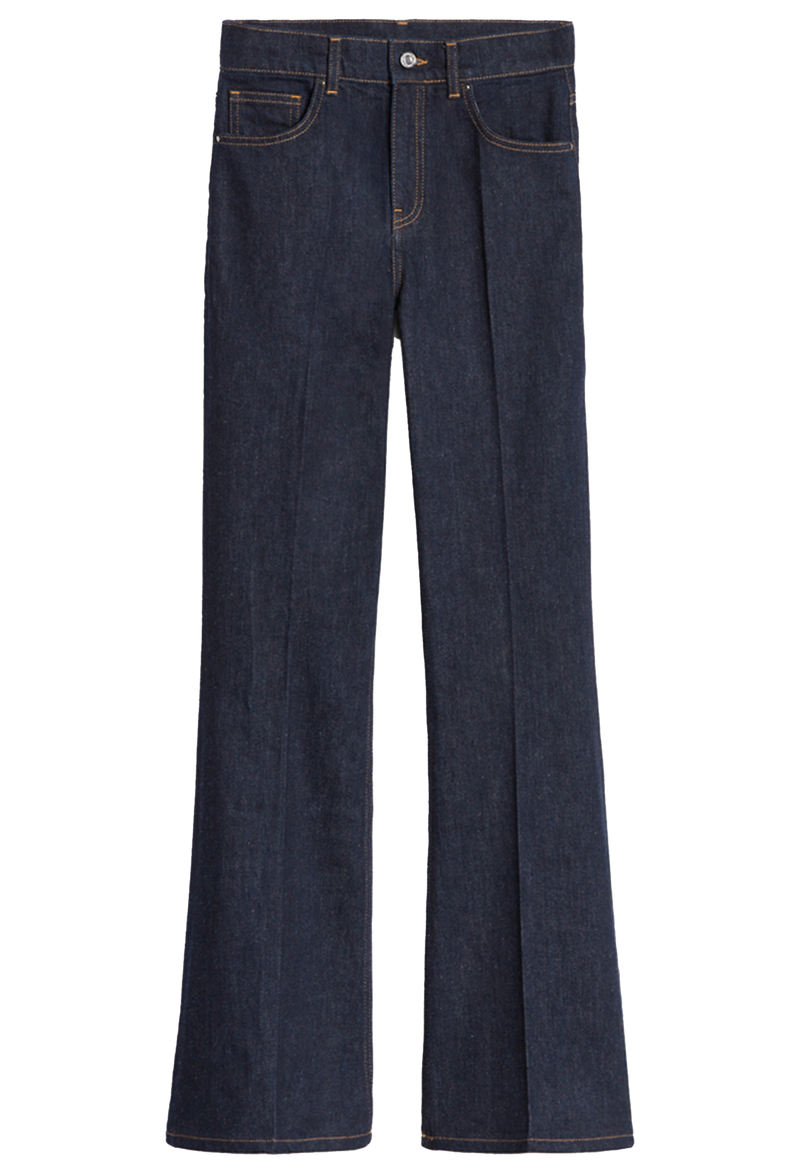Pair of dark blue jeans on a transparent background