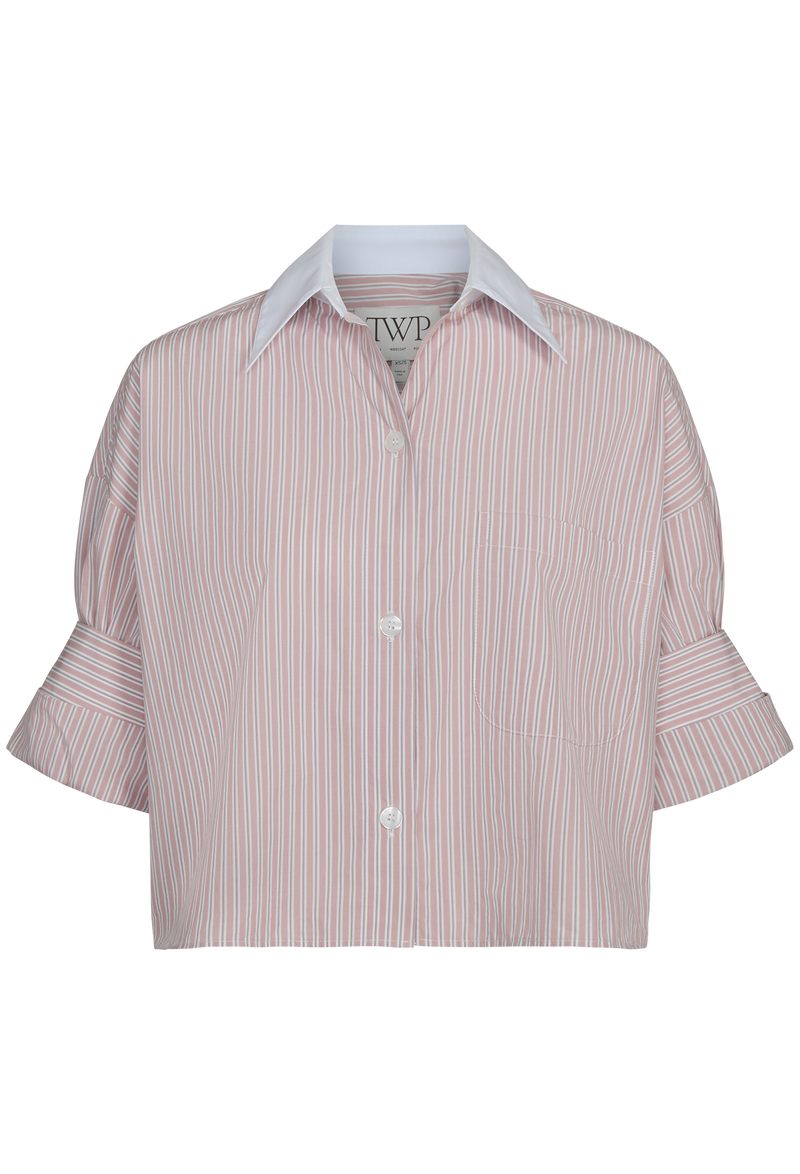 Pink and white striped shirt on a transparent background