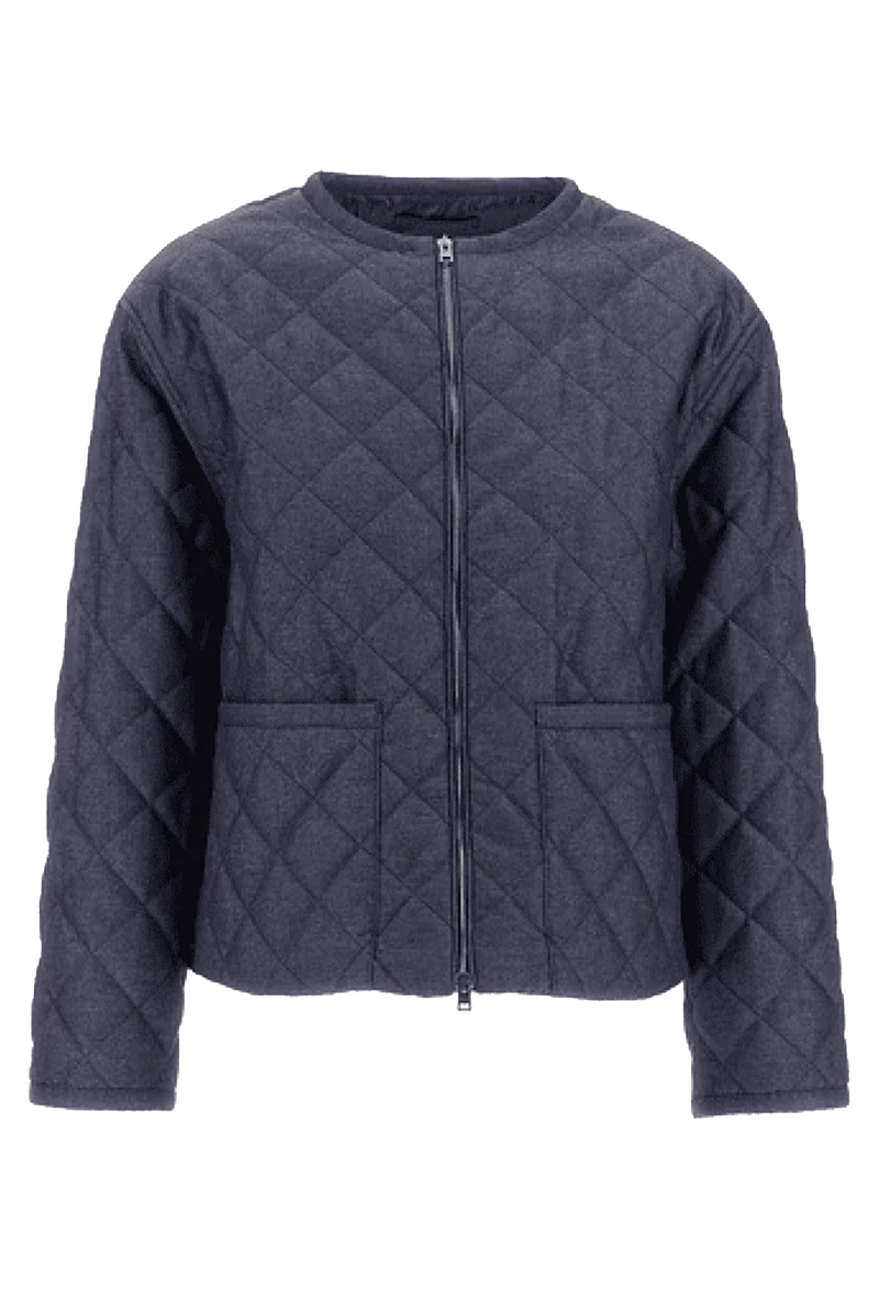 Quilted jacket with diamond pattern on a transparent background