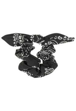 Black bandana scrunchie on a transparent background