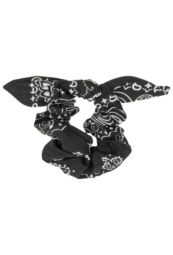 Black bandana scrunchie on a transparent background