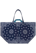 large navy bandana weekender tote bag on a transparent background