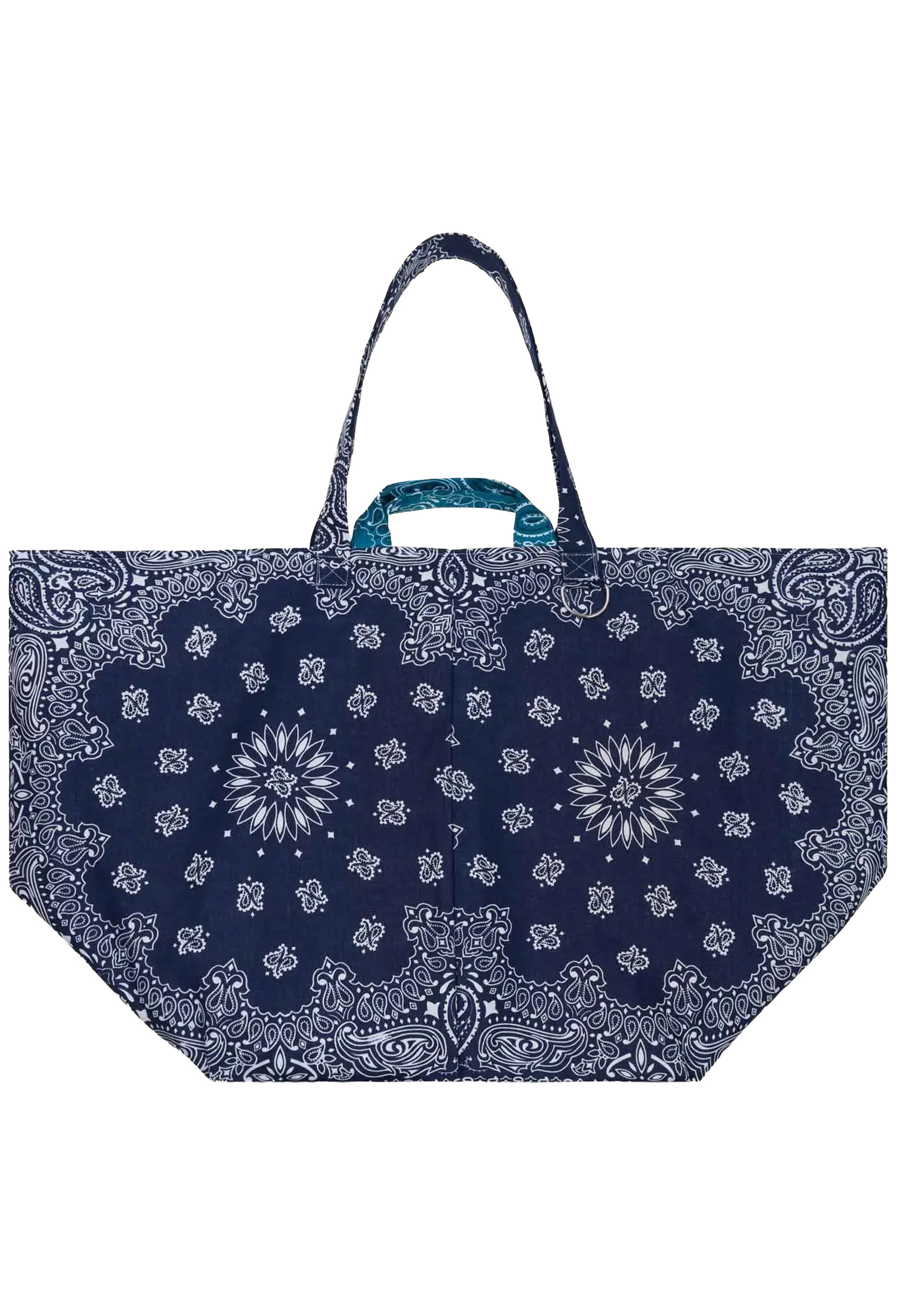 large navy bandana weekender tote bag on a transparent background
