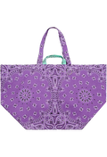 large lilac and mint bandana weekender tote bag on a transparent background