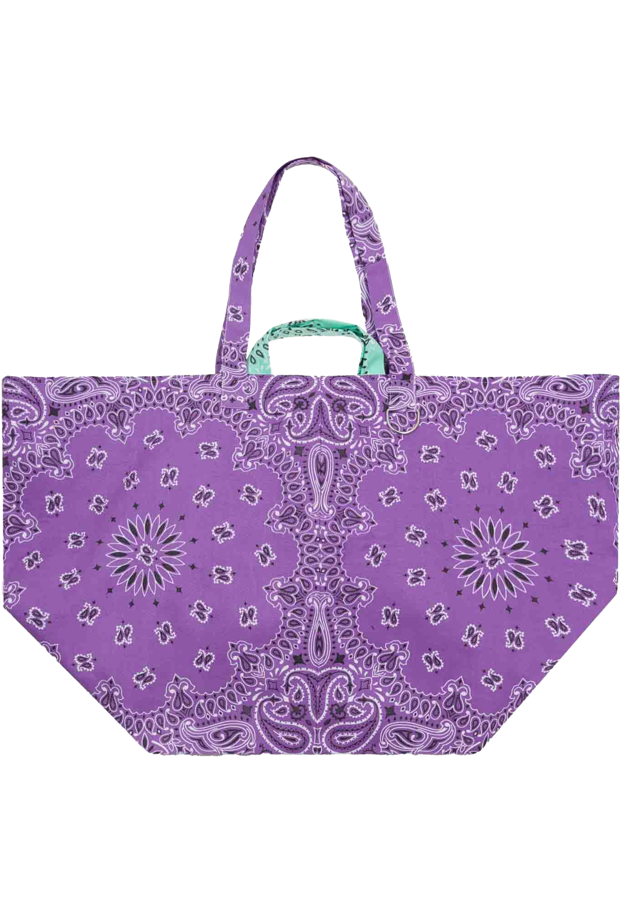large lilac and mint bandana weekender tote bag on a transparent background