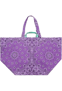 large lilac and mint bandana weekender tote bag on a transparent background
