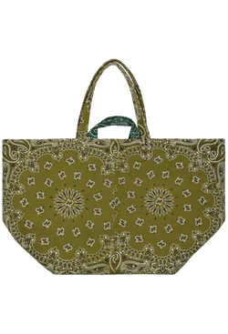 large green bandana weekender tote bag on a transparent background