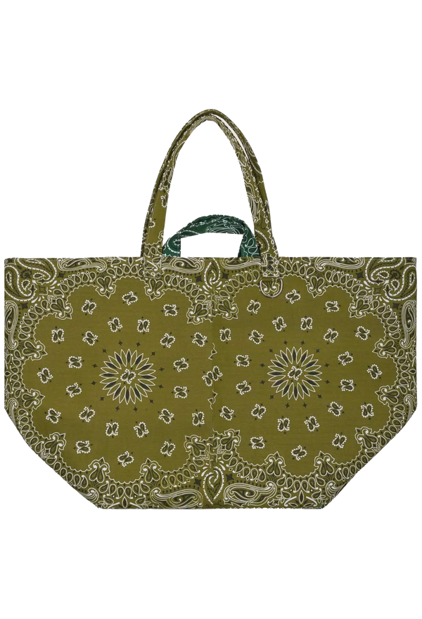 large green bandana weekender tote bag on a transparent background