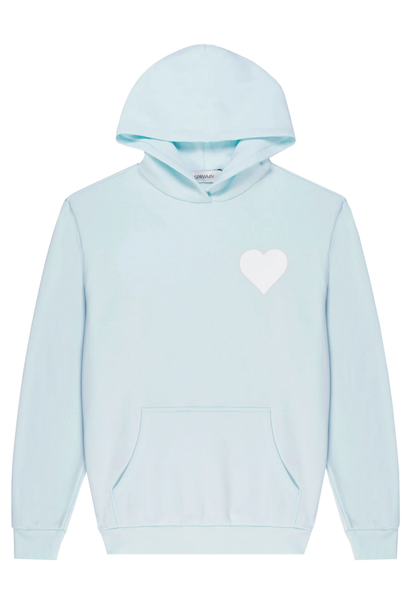 baby blue hoodie with a white heart on a transparent background
