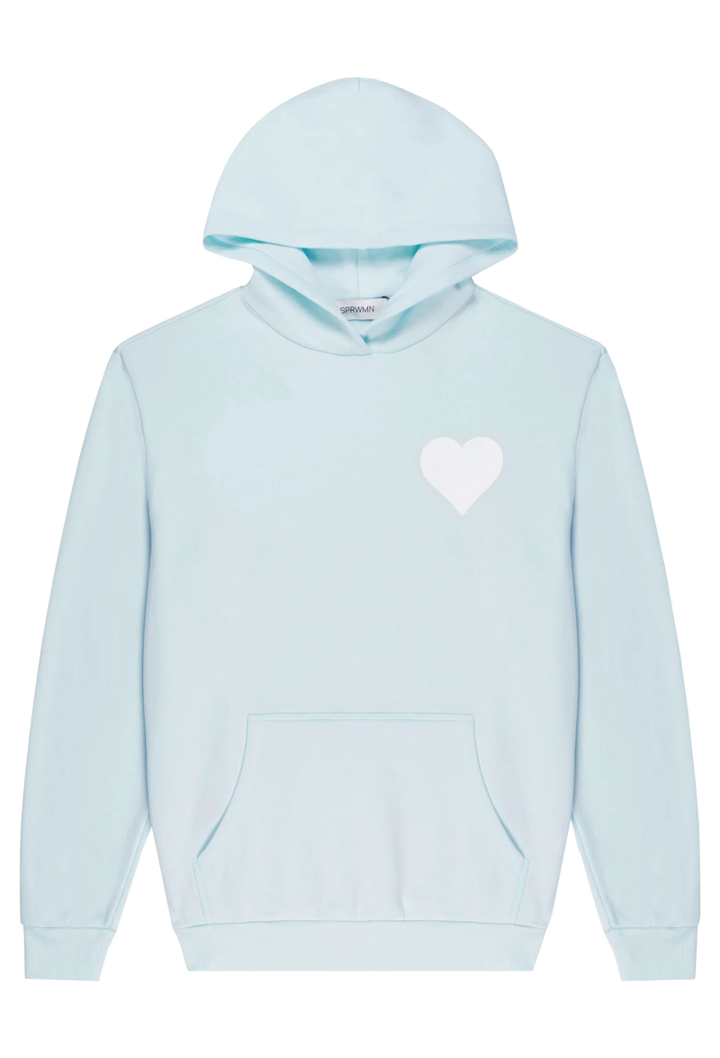 baby blue hoodie with a white heart on a transparent background