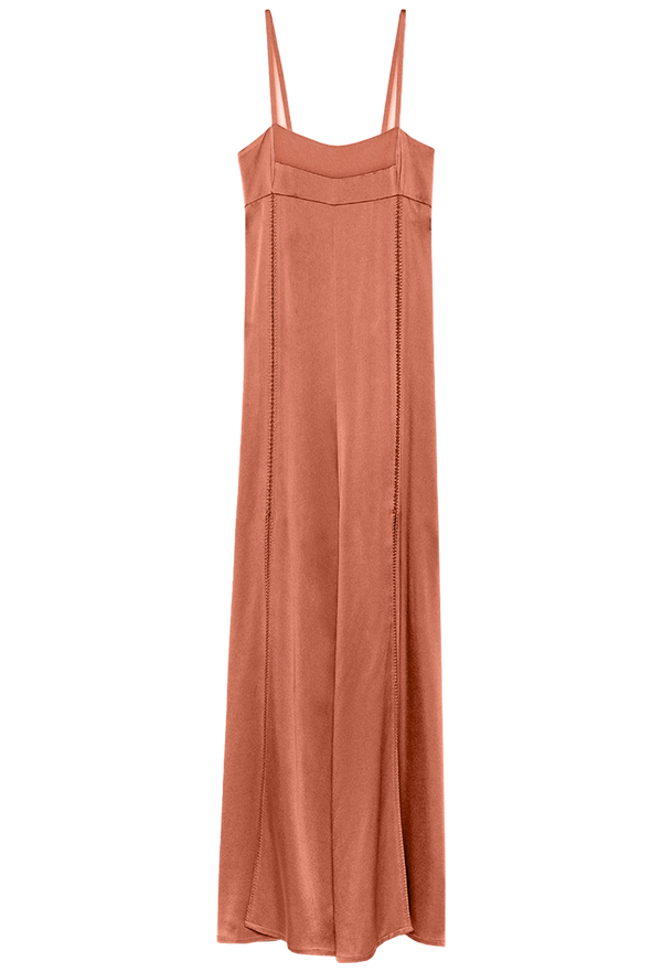 Satin Embroidered Slip Dress