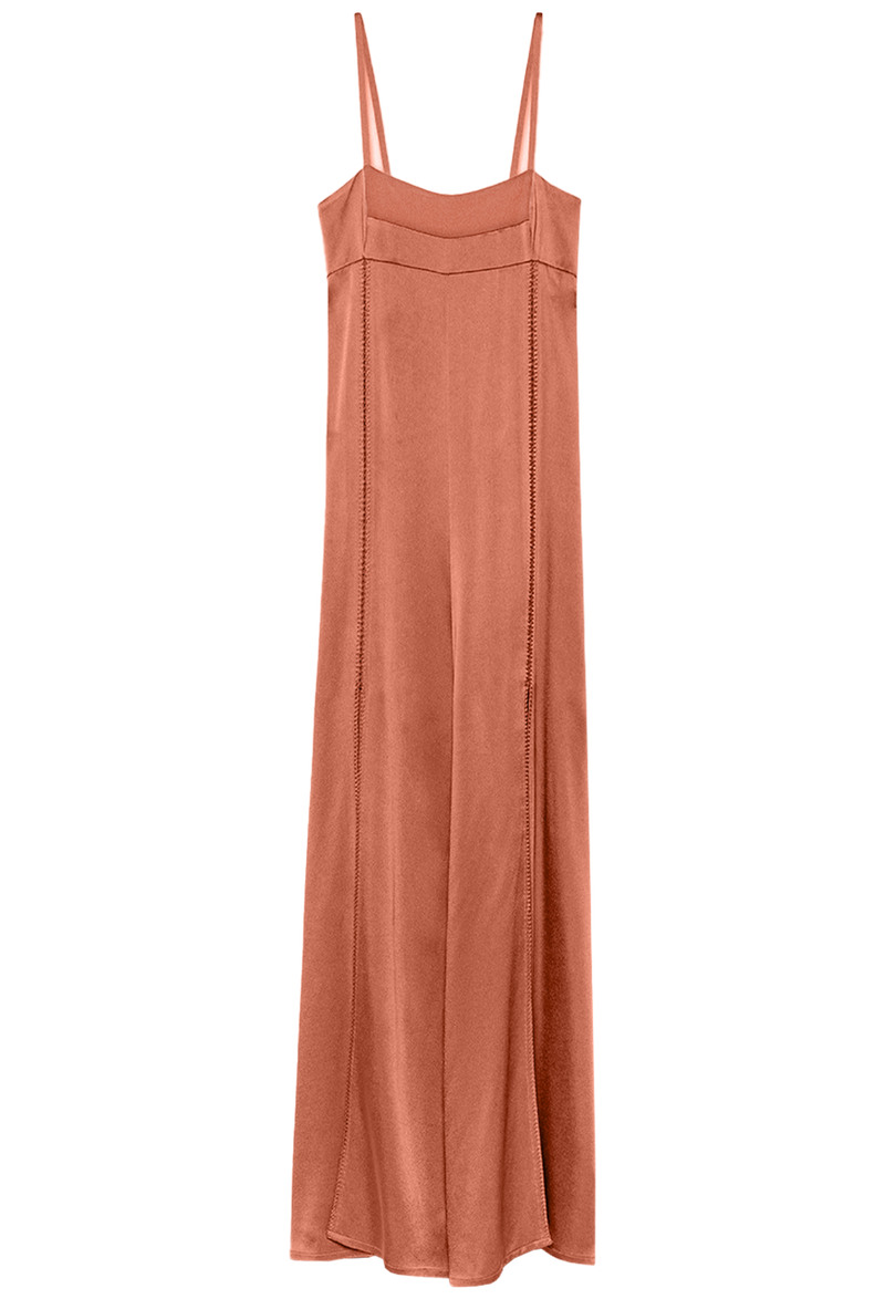Satin Embroidered Slip Dress