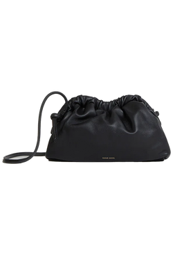 a black leather clutch bag. transparent background.