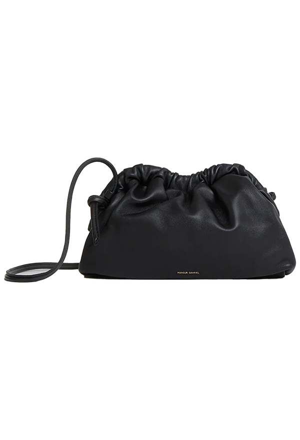 a black leather clutch bag. transparent background.