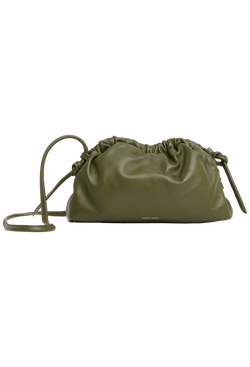 a green leather clutch bag. transparent background.