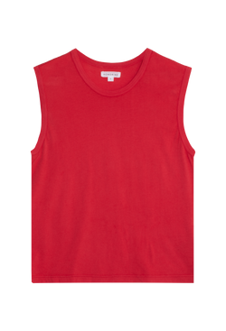 a red muscle tee. transparent background