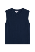 a navy blue muscle tee. transparent background