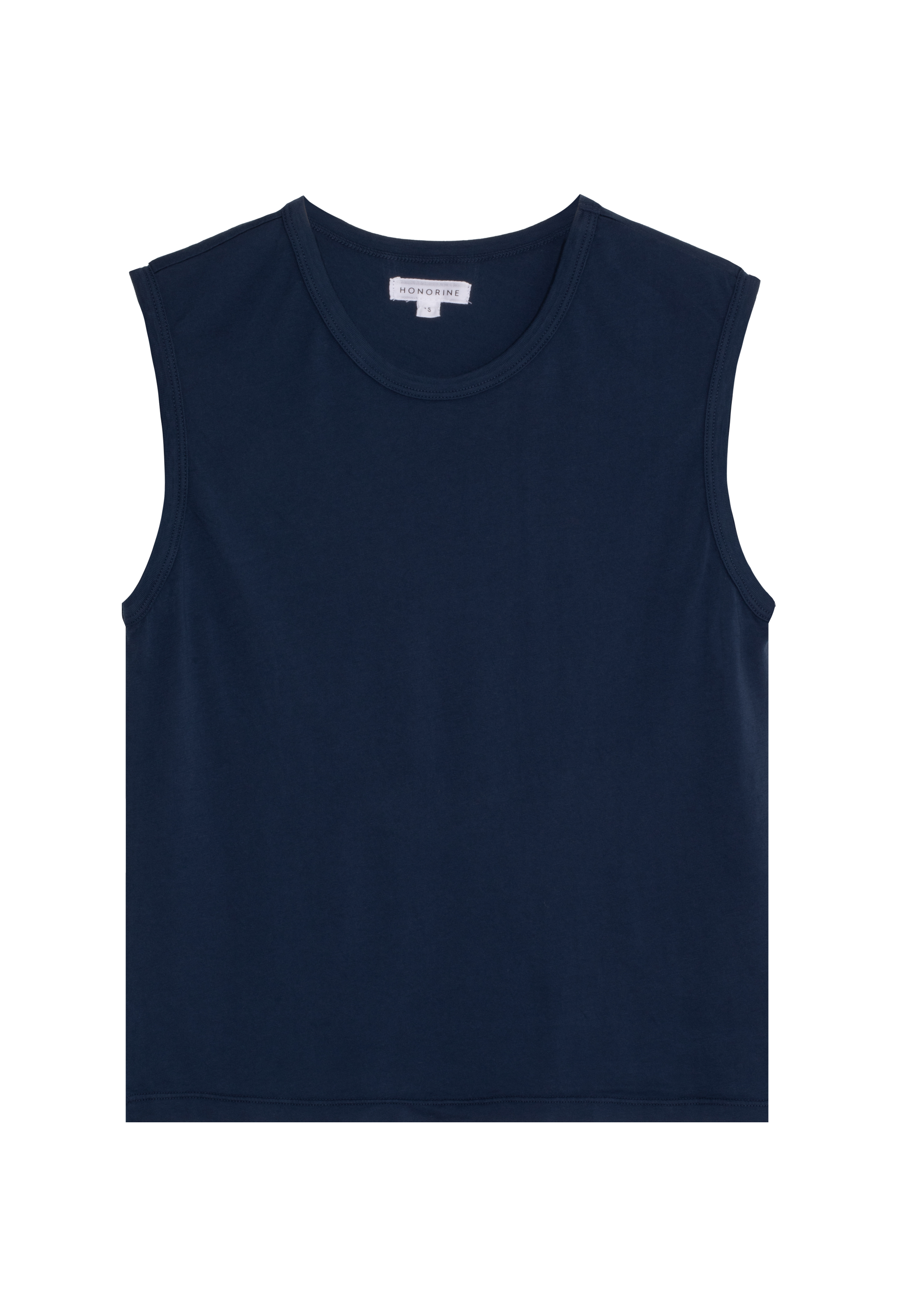 a navy blue muscle tee. transparent background