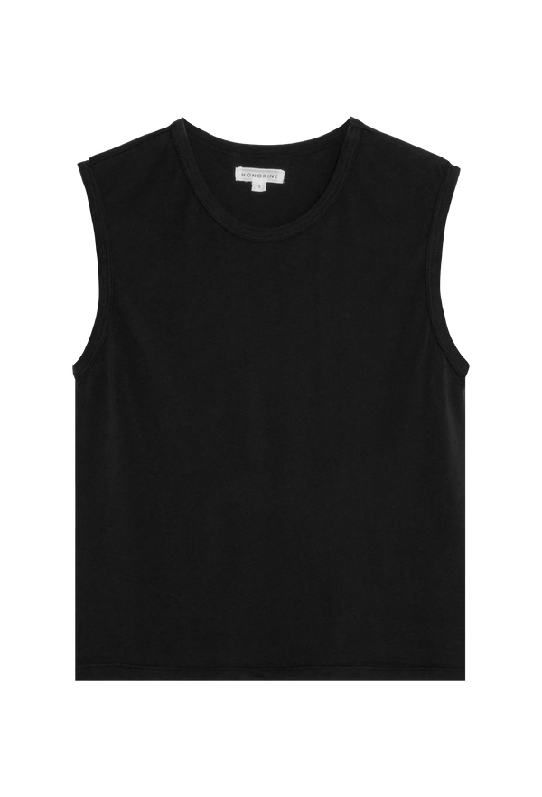a black muscle tee. transparent background