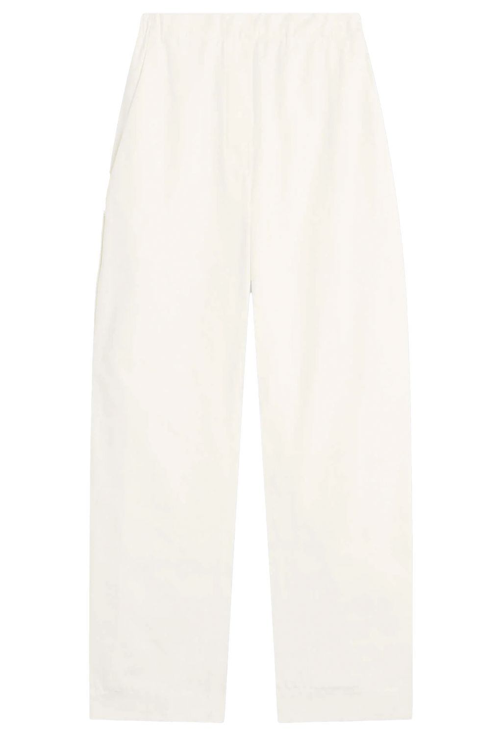 White barrel leg pants on a white background